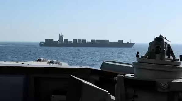 An image of the Touska from the USS Spruance, as the US Navy conducted its interception in the North Arabian Sea.